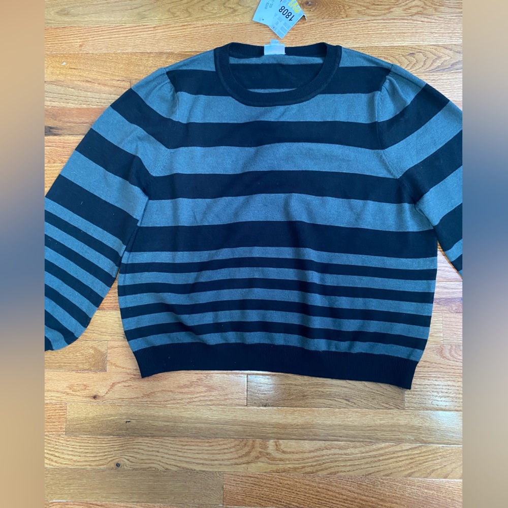 LuLaRoe Women’s Striped Crew Neck Sweater Olive/gray Size 3XL NWT